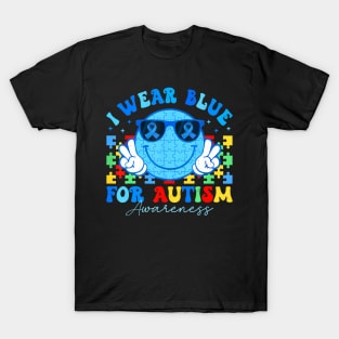 I Wear Blue For Autism Awareness Month Teacher Kids Boys T-Shirt